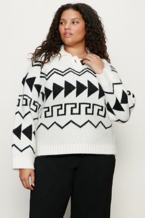Below Zero Fairisle Popover Chalk And Black Fairisle Extended Sizing
