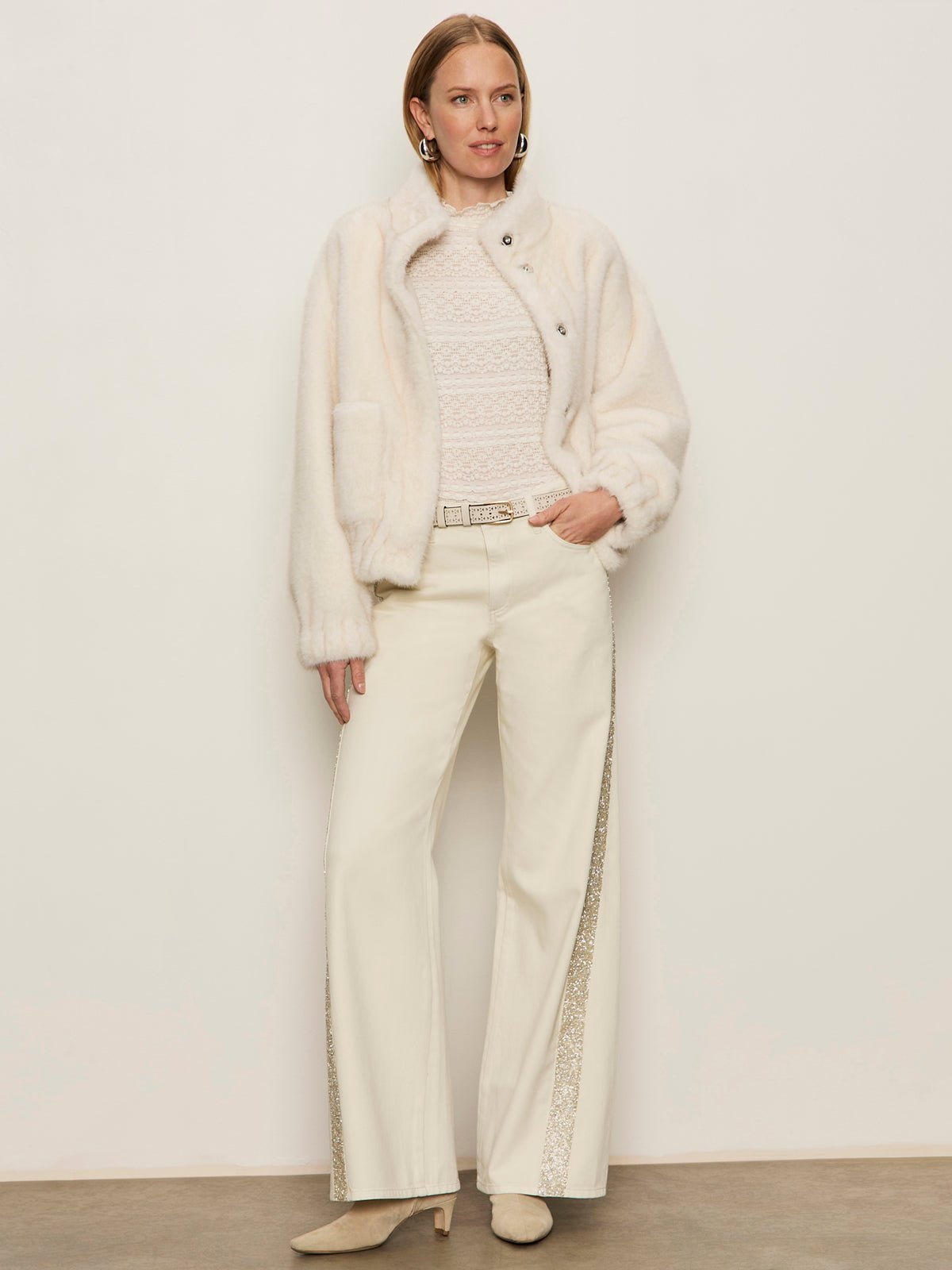 Coco Fur Jacket Almond Cream - Image 5