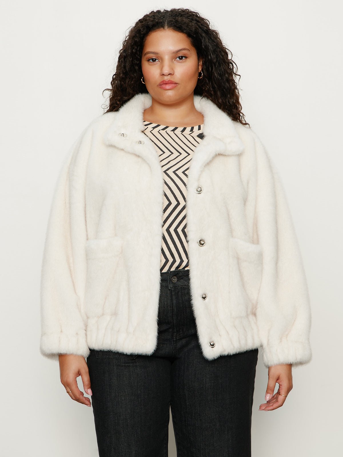 Coco Fur Jacket Almond Cream Extended Sizing - Image 2