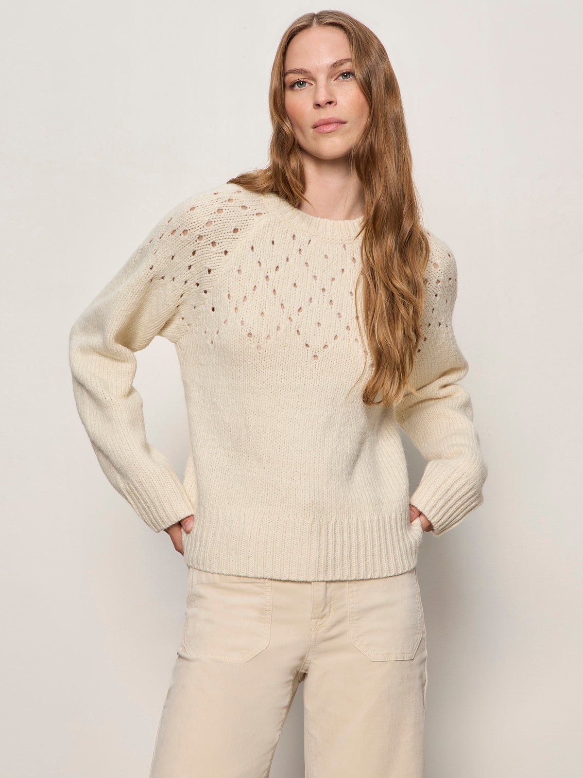 Femme Openwork Sweater Vanilla Creme - Image 2