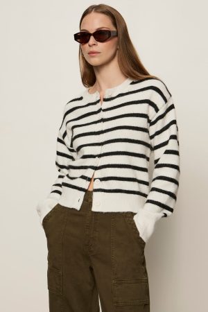 Must-Have Cardi Chalk With Black Stripe