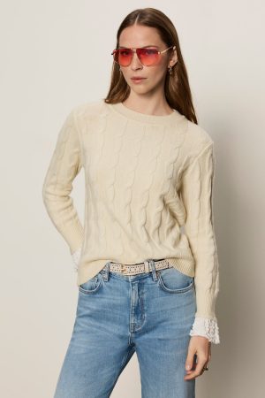 One In A Million Cable Crewneck Sweater Vanilla