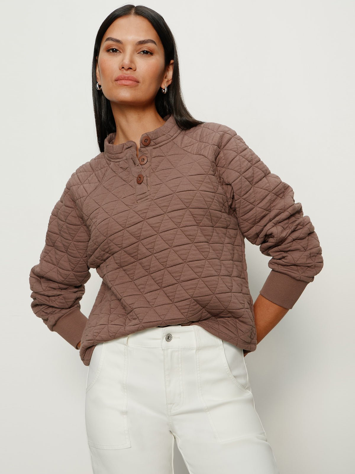 Quilted Button Popover Morel